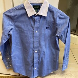Ralph Lauren button down shirt,size 10,blue and white checkers with white collar